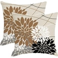 thumbnail image 1 of Brown Black and Grey Dahlia Floral Pillow Covers 18x18 Set of 2 Coffee White Outdoor Modern Geometry Flower Throw Pillows Cover Summer Farmhouse Linen Decorative Cushion Case for Couch Bed Decor, 1 of 6