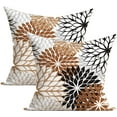 thumbnail image 1 of Brown and Black Grey Dahlia Throw Pillow Covers 20x20 Inch Coffee Tan Gray Outdoor Geometric Flower Decorative Pillows Cover Set of 2 Spring Summer Farmhouse Pillowcase for Bed Couch Sofa Decor, 1 of 6