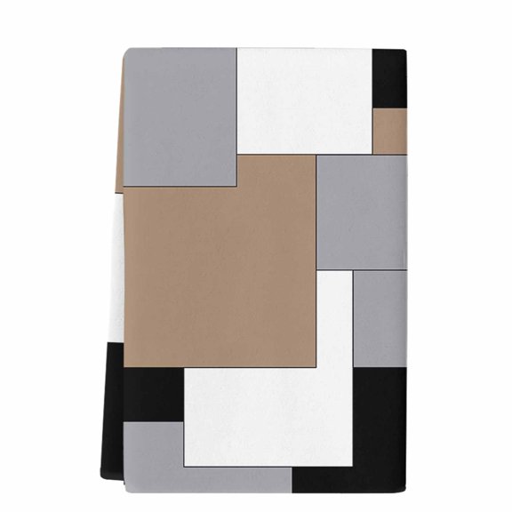 Brown Black Grey Microfiber Kitchen Towel, Middle Century Irregular Geo Abstract Art Soft Absorbent Dish Towels, Quick Drying Washable Dishcloths for Kitchen Cleaning, Drying Dishes, 18x28 Inches