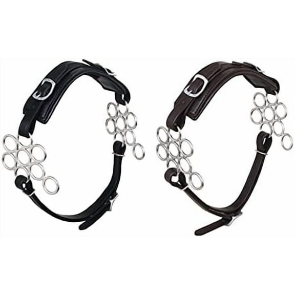 Brown/Black Hackamore Bitless Horse Bit Flower Adjustable Original Leather Bridle Western English (Black)