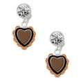 thumbnail image 1 of Brown & Black Heart with Orange Ruffles Clear Crystal Clip On Earrings, 1 of 3