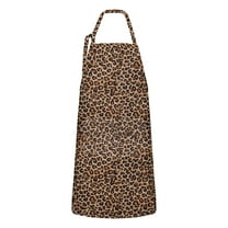 Brown and Black Leopard Print Apron-Garden Aprons for Women with Pockets-Cotton Linen Waterproof Kitchen Cooking Gardening Aprons Adjustable for Kitchen,Cooking,BBQ and Salon 33x27 Inch