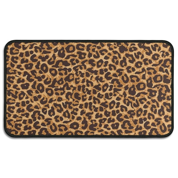 Brown and Black Leopard Print Door Rugs,Washable Non Slip Door Mats Indoor,Decorative Door Mats,Entry Mat Indoor for Entrance,Bedroom,Kitchen,Bathroom,30"x17"