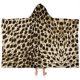 thumbnail image 1 of Brown and Black Leopard Print Hooded Bath Towel，60"x35" for Ages 3 To 12 Kids, Quick Dry Lightweight Soft Microfiber Hood Beach Towel Cover Up for Kids, 1 of 7