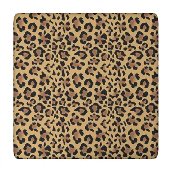 Brown and Black Leopard Print Square Fitted Tablecloth with Elastic Edge,Square Table Cover,Washable Elastic Table Cover for Home Kitchen Party Decor 34"x34"