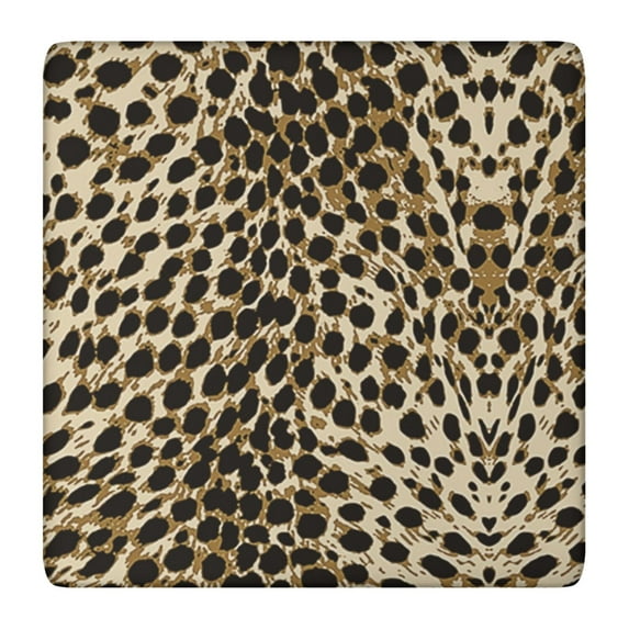 Brown and Black Leopard Print Square Fitted Tablecloth with Elastic Edge,Square Table Cover,Washable Elastic Table Cover for Home Kitchen Party Decor 36"x36"