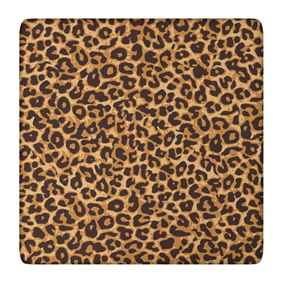 Brown and Black Leopard Print Square Fitted Tablecloth with Elastic Edge,Square Table Cover,Washable Elastic Table Cover for Home Kitchen Party Decor 36"x36"