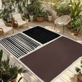 thumbnail image 1 of Brown Black Outdoor Rug 5x7 Ft - Reversible Patio Rug Outdoor Camping Rugs, Modern Abstract Art Farmhouse Striped Washable Indoor Outdoor Area Rugs, Non-Slip Outdoor Carpet Runner for Deck/Porch, 1 of 8