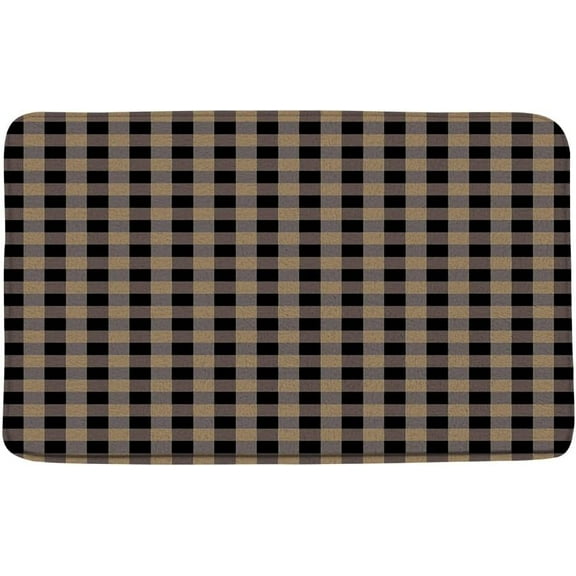 Brown Black Plaid Bath Mat Rustic Retro Buffalo Check Plaid Geometry Vintage Farmhouse Primitive Modern Bath Rugs for Bathroom Kitchen,16x24 Inch