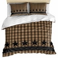 thumbnail image 1 of Brown Black Plaid Bedding 3 Piece Duvet Cover Set Queen Size, Vintage Rustic Star Buffalo Check Soft Microfiber Comforter Cover with Zipper Closure & Pillowcases, Wrinkle & FadeResistant Quilt Cover, 1 of 9