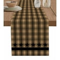 thumbnail image 1 of Brown Black Plaid Burlap Cotton Table Runner 13x72 Inches Long, Vintage Rustic Star Buffalo Check Farmhouse Table Runners, Outdoor Dining Tablecloths Decor for Baby Shower/Party/Wedding, 1 of 6