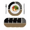 thumbnail image 1 of Brown Black Round 15 Inch Placemats Set of 4, Farmhouse Striped Modern Abstract Art HeatResistant Non Slip Place Mats for Dining Table, Wipeable Braided Kitchen Table Mats for Housewarming, 1 of 9