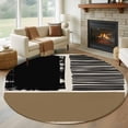 thumbnail image 1 of Brown Black Round Area Rug 6Ft Washable Circle Rugs for Bathroom Office, Farmhouse Striped Modern Abstract Art Non-Slip Carpet Floor Mats Indoor Outdoor Carpet Runner Aesthetic Home Decor, 1 of 8
