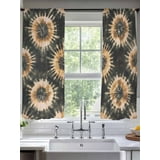 Brown Black Sheer Curtains for Living Room Bedroom Watercolor Abstract