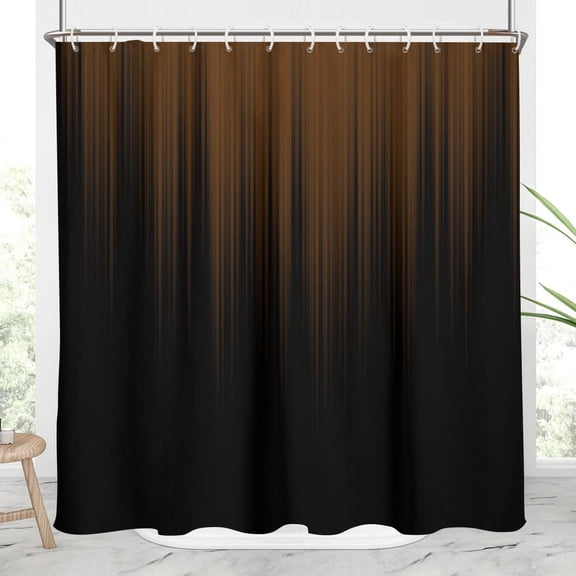 Brown and Black Shower Curtain Standard Abstract Ombre Gothic Mens Tan Dark Striped Boho Unique Art Mid Century Home Bathroom Decor Bathtub Set with Hooks-72"W x 72"L (Pack of 1)