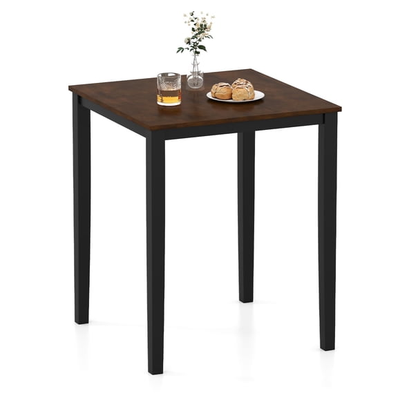 Brown + Black Square Dining Table Brown Top Black Legs 30x30x36 Inch Solid