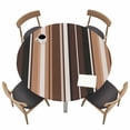 thumbnail image 1 of Brown Black Stripes Fitted Tablecloth with Elastic Edged, Round Table Cloth for Dining Table, Farmhouse Vintage Abstract Lines Waterproof Oil Proof Table Cover for Indoor Outdoor 36"-44", 1 of 8