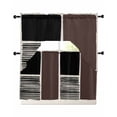 thumbnail image 1 of Brown Black Swag Curtains for Living Room/Bedroom Windows, Modern Abstract Art Farmhouse Striped Kitchen Curtains and Valances Set 36 Inch Length, Light Filtering Swags Valance Curtain Panels, 1 of 5