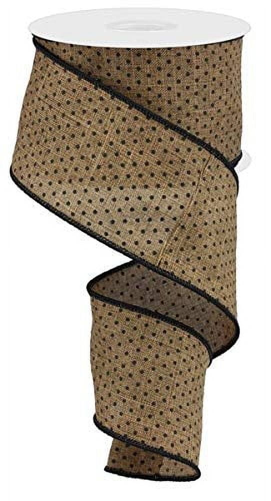 Brown Black Swiss Dot Polka Wired Edge Ribbon, 2.5" x 100 Feet (33.3 Yards)