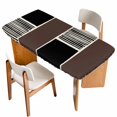 thumbnail image 1 of Brown Black Table Cloths for 6 Foot Rectangle Tables, Modern Abstract Art Farmhouse Striped Patio Waterproof Elastic Fitted Tablecloths, Washable Rectangular Table Cover for Camping, 1 of 8