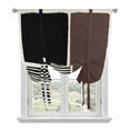 thumbnail image 1 of Brown Black Tie Up Curtains 45 Inches Long, Kitchen Window Curtains Over Sink, Modern Abstract Art Farmhouse Striped Small Window Curtains Shade Balloon Curtains Valances for Bedroom/Cafe 34"x45", 1 of 8