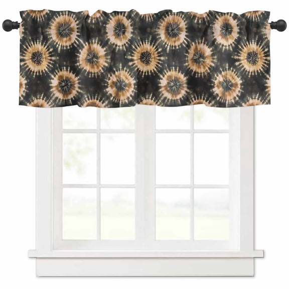 Brown Black Valances for Windows Farmhouse Kitchen Curtains Valances Rod Pocket Valance Curtains for Kitchen Windows Watercolor Abstract Art Ethnic Window Valances for Bathroom Bedroom 42"x18"