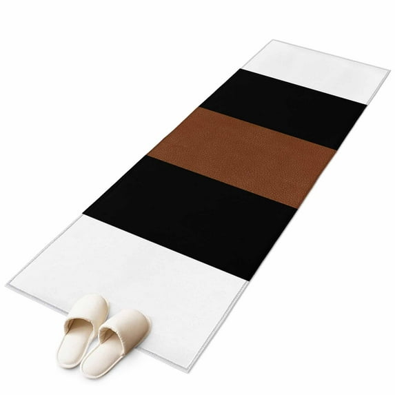 Brown Black White 2'x6' Runner Rug, Contemporary Boho Modern Art Washable Non-Slip Area Rugs for Hallway Kitchen Floor Bedroom Entryway, Laundry Carpet Decoration Indoor Mat