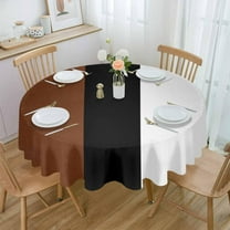 Brown Black White Boho Round Tablecloth 60 Inch - Waterproof Fabric Table Cloth Protector, Tablecloths Washable Table Cover for Kitchen Banquet Coffee Table Outdoor Party