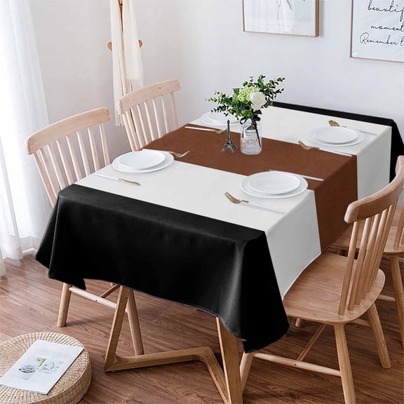Brown Black White Boho Tablecloth Rectangle Table Cloth 52x70 , Waterproof Tablecloth Outdoor Table Cloth, Contemporary Modern Art Washable Table Cover for Kitchen Dining Party