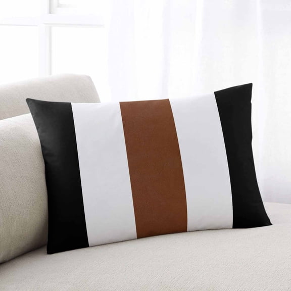 Brown Black White Boho Throw Pillow Covers, Contemporary Modern Art Soft Breathable Pillow Cases with Invisible Zipper for Sleeping, King Size Pillowcases for Couch Bed Sofa Chair 20x36 Inches