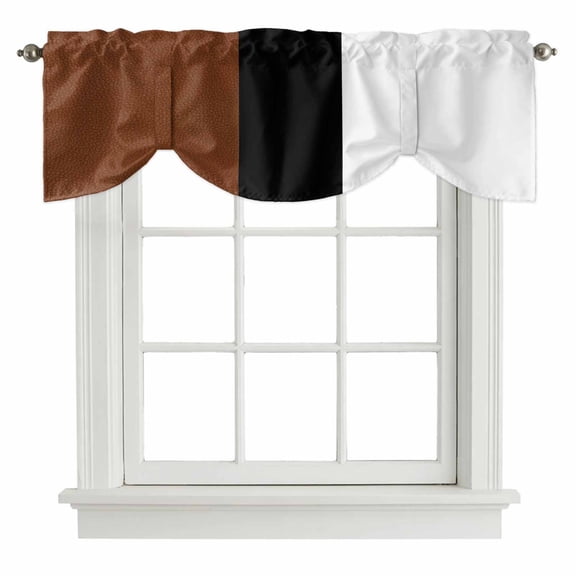 Brown Black White Boho Tie Up Valance Curtains for Windows, Kitchen Curtains Window Shades, Modern Striped Art Light Filtering Roman Curtain Valances for Bedroom/Bathroom/Cafe 42"x12"