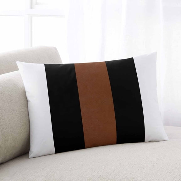 Brown Black White Throw Pillow Covers, Contemporary Boho Modern Art Soft Breathable Pillow Cases with Invisible Zipper for Sleeping, King Size Pillowcases for Couch Bed Sofa Chair 20x36 Inches