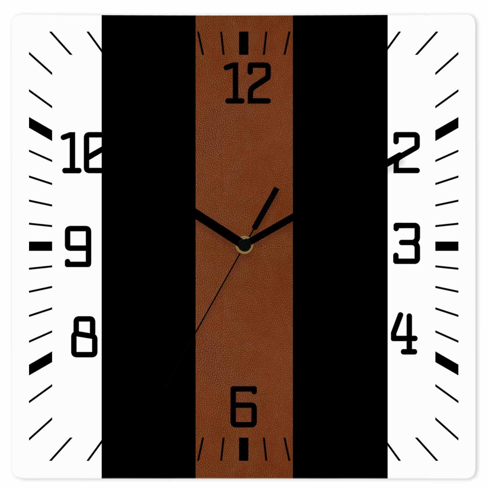 Brown Black White Wooden Wall Clock Silent Non Ticking, Contemporary ...