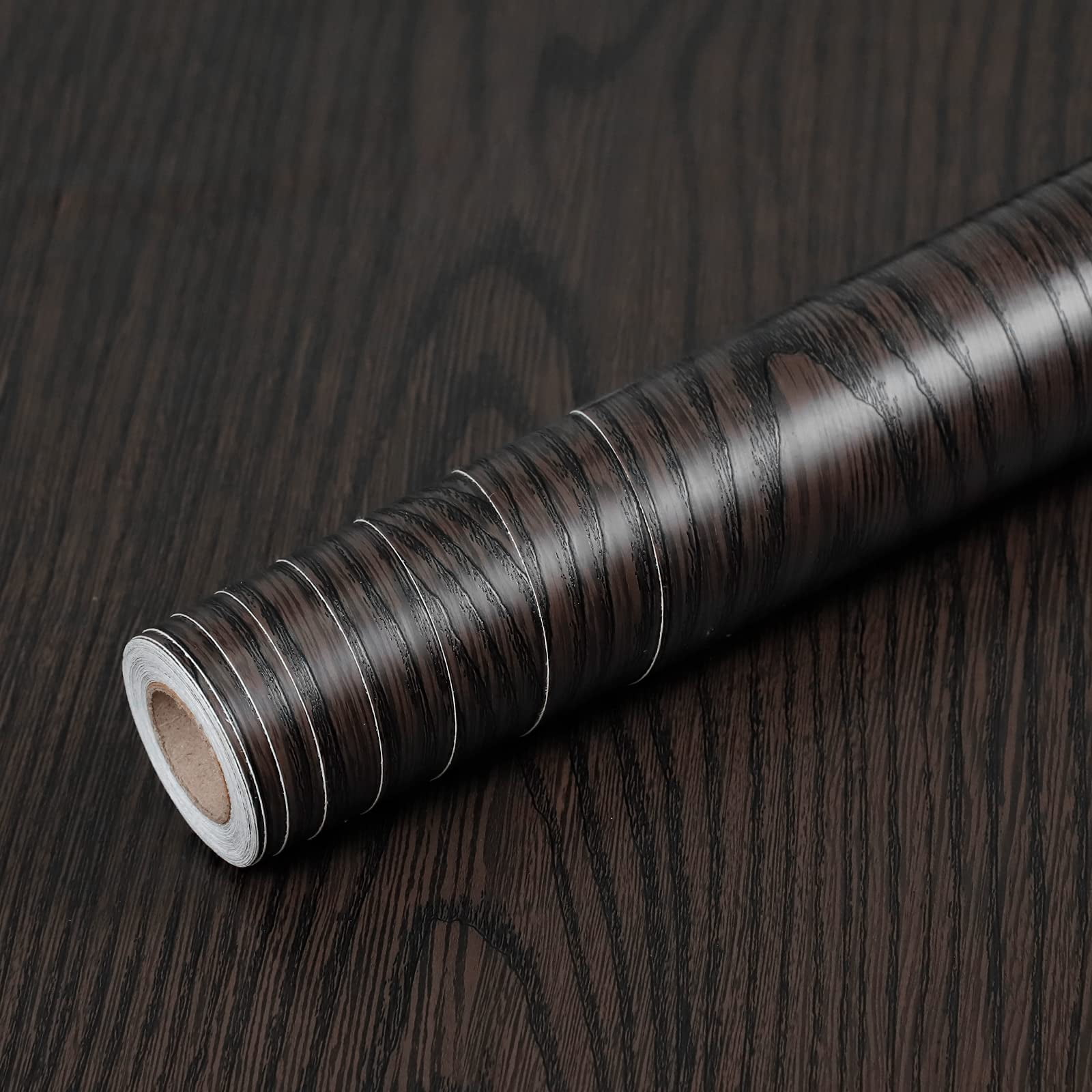 Brown Black Wood Contact Paper 24 X 196 In  Self-adhesive Wallpaper Peel And Stick Removable Decorative Wall Covering Vinyl Film For Shelf Liner Furniture Kitchen Cabinet Countertop Drawer