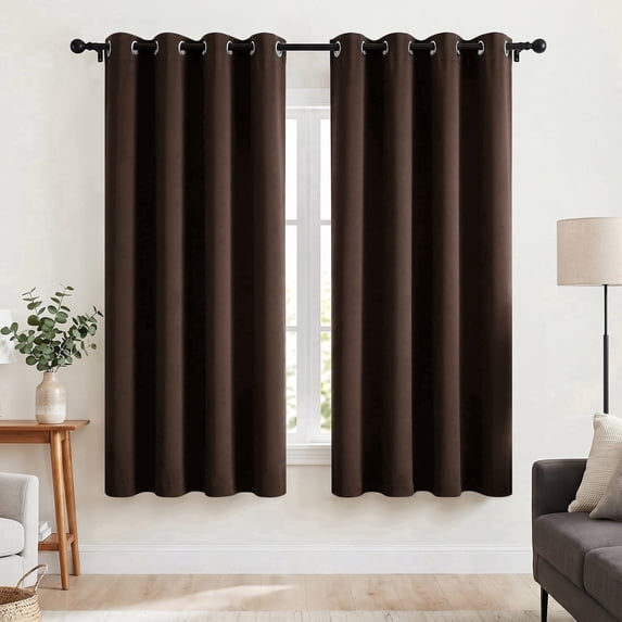 Blackout Curtains 52 x 72 inch, Thermal Insulated Black Curtains Set of 2 Panels, Noise Reduce Room Darkening Drapes for Bedroom, Living Room, Privacy Protection & Energy Save, Brown