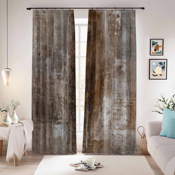 Brown Blackout Curtains for Bedroom/Living Room, Pinch Pleated Black Out Curtains, Retro Oil Painting Modern Abstract Art Aesthetics Room Darkening Window Drapes with Hooks 2 Panels, 59"x70"