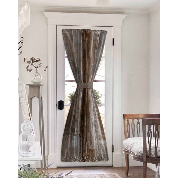Brown Blackout Curtains French Door Curtains for Door Window, Retro Oil Painting Modern Abstract Art Aesthetics Privacy Drapery for Patio/Sidelight Doors, 1 Panel with Tieback, 54 x 72 Inches