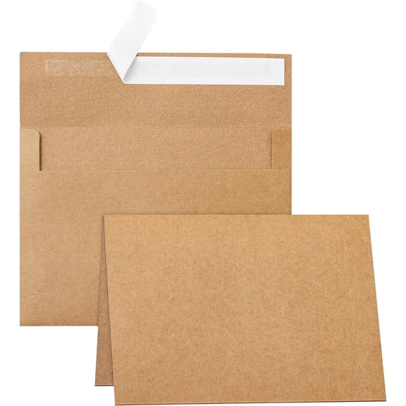 Brown Blank Cards and Envelopes 4.25 x 5.5 Heavyweight Folded Cardstock and A2 Envelopes Printable Self Seal 20 Packs for Wedding Invitations, Baby Showers, Greeting Cards, Birthday