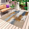 thumbnail image 1 of Brown Blue Abstract Outdoor Rug 3x5 Ft, Non Slip Washable Area Rug, Ombre Vintage Oil Painting Modern Art Patio Rugs Carpet Runner, Large Floor Mat for Indoor/Outdoor Deck Porch Camping, 1 of 8