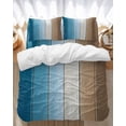 thumbnail image 1 of Brown Blue Bedding Duvet Cover Set Queen Size 4 Pieces Gradient Wood Grain Farmhouse Retro Striped Bedding Set with Zipper Closure, 1 Comforter Cover 90x92 Inches 1 Flat Sheet & 2 Pillow Cases, 1 of 7