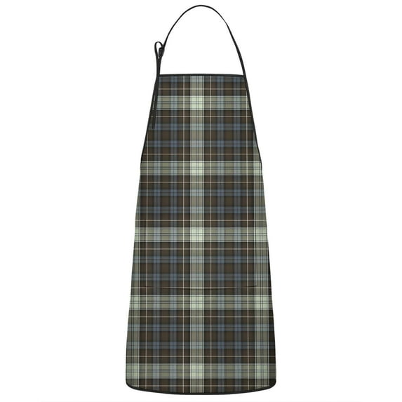 Brown Blue Checkerboard Checkered Pattern Apron-Garden Aprons for Women with Pockets-Cotton Linen Waterproof Kitchen Cooking Gardening Aprons Adjustable for Kitchen,Cooking,BBQ and Salon 33x27 Inch