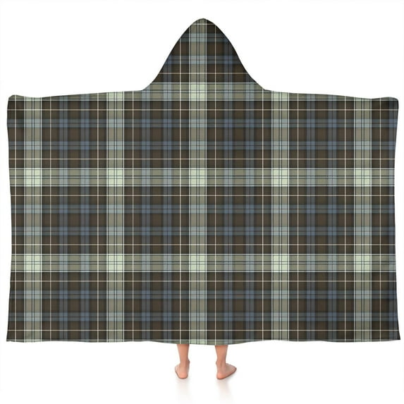 Brown Blue Checkerboard Checkered Pattern Hooded Bath Towel,60"x35" for Ages 3 To 12 Kids, Quick Dry Lightweight Soft Microfiber Hood Beach Towel Cover Up for Kids