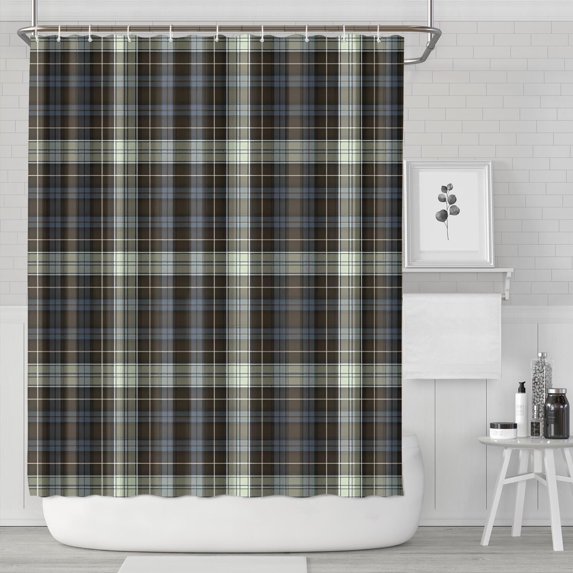Brown Blue Checkerboard Checkered Pattern Shower Curtain 84"x72" ,Bathroom Decorative Shower Curtains Set with 12 Hooks,Modern Waterproof Washable Shower Curtain