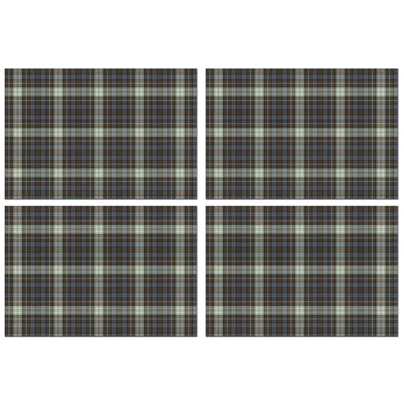 Brown Blue Checkerboard Checkered Pattern Summer Placemats Table Placemats Set Of 4-Linen Kitchen Washable Placemats Table Mats 11.8"x17.7" Non-Slip Heat Resistant