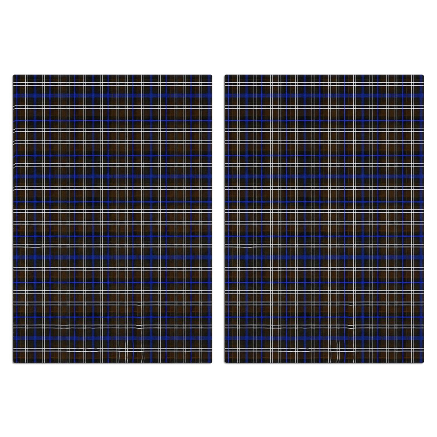 Brown and Blue Checkered Pattern Kitchen Towels Set Of 2, Microfiber ...