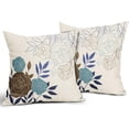 thumbnail image 1 of Brown Blue Floral Pillow Covers 18x18 Set of 2 Modern Elegant Line Flower Throw Pillows Farmhouse Outdoor Spring Summer Pillowcase Decorative Square Linen Cushion Case for Home Sofa Couch Bed, 1 of 1
