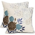 thumbnail image 1 of Brown Blue Floral Pillow Covers 18x18 Set of 2 Modern Elegant Line Flower Throw Pillows Farmhouse Outdoor Spring Summer Pillowcase Decorative Square Linen Cushion Case for Home Sofa Couch Bed, 1 of 6