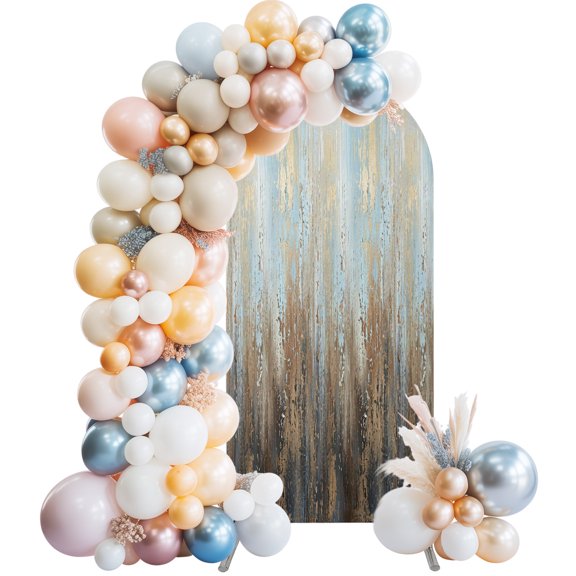 Brown Blue Gradient Arch Backdrop Cover 4 FT Modern Abstract Industrial Wall Texture Stretchy Elastic Arch Stand Covers Spandex Arched Background Birthday Wedding Party Decoration (No Stand)