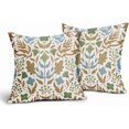 thumbnail image 1 of Brown Blue Green Floral Pillow Covers 20x20 Set of 2 Flower Flower Block Print Decorative Throw Pillowcases Outdoor Spring Summer Farmhouse Cushion Cases Decor for Home Couch Sofa Bed, 1 of 7