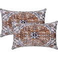thumbnail image 1 of Brown Blue Pillow Covers 12x20 Inch Set of 2, Boho Throw Pillow Covers Velvet Carpet Pattern Decorative Lumbar Pillowcase Ethnic Design Farmhouse Cushion Case for Sofa Couch Outdoor Decor, 1 of 6